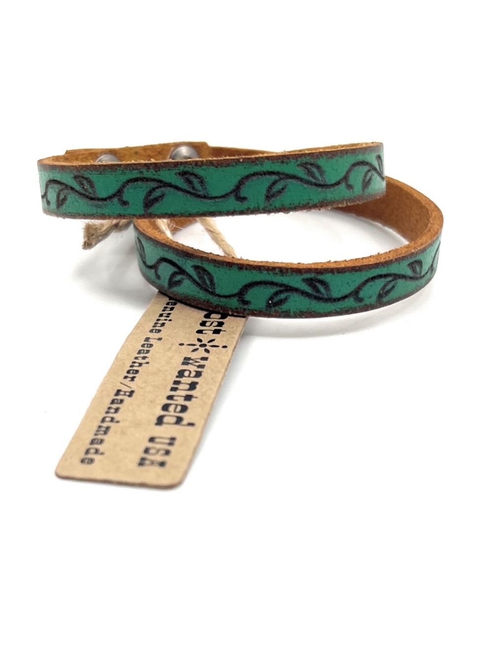 Floral Double Wrap Leather Tooled Western Bracelet NEW